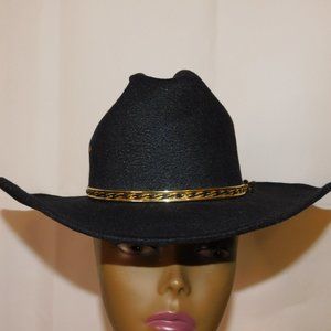 Black Cowboy Hat with Gold Trim